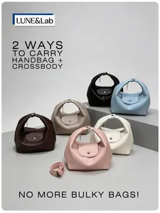 26 New Mini Dumpling Handbag, Soft PU Leather Crossbody Bag, Detachable Strap, Two Ways to Wear, Button Closure, Cloud Texture Design
