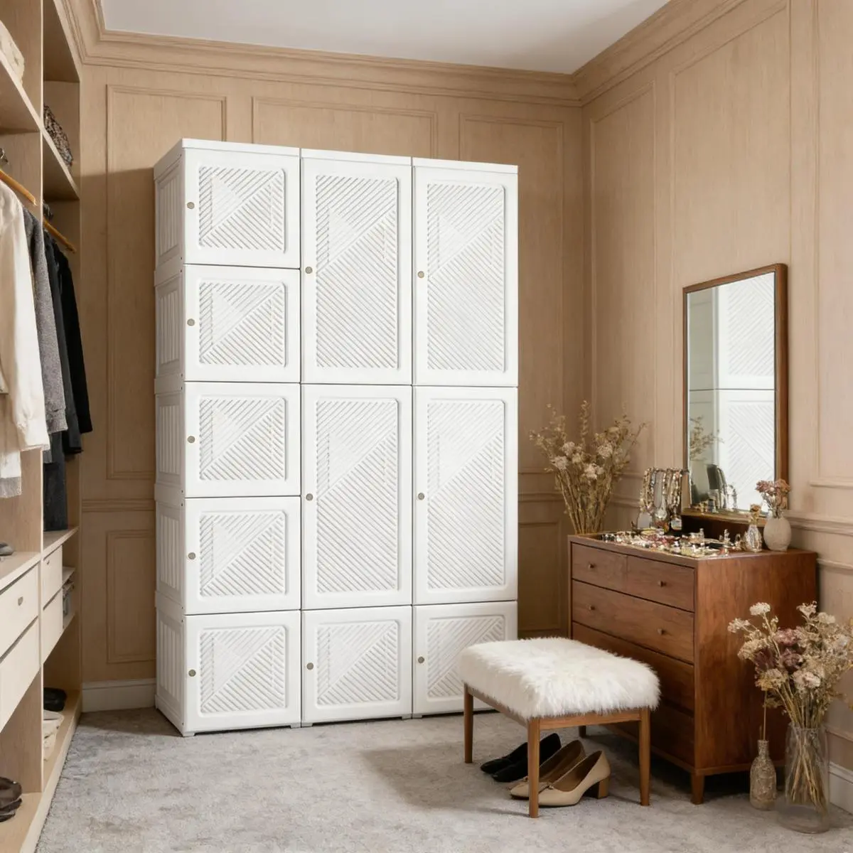 AobtkelEntryway Clothes Cabinet,Portable Wardrobe Closet,Clothes Storage Organizer On-Site