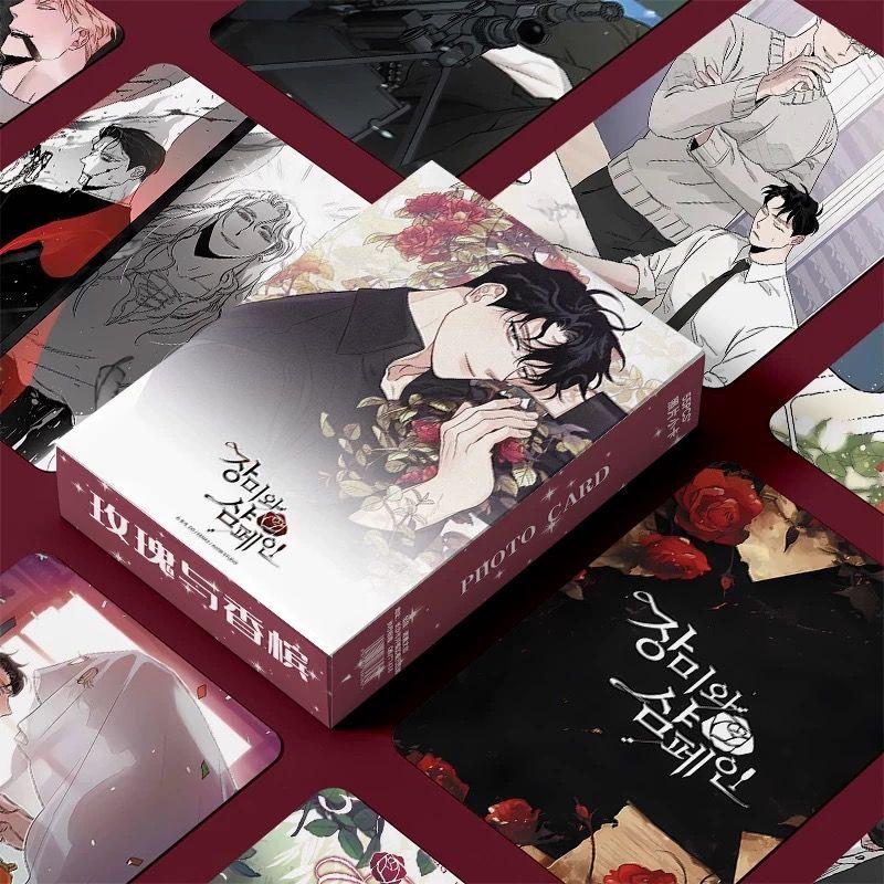 50 Pcs/Set Korean Manhwa Roses and Champagne Laser Lomo Card Caesar,Lee Won Comic Characters 3 Inches Photocard Cosplay Gift