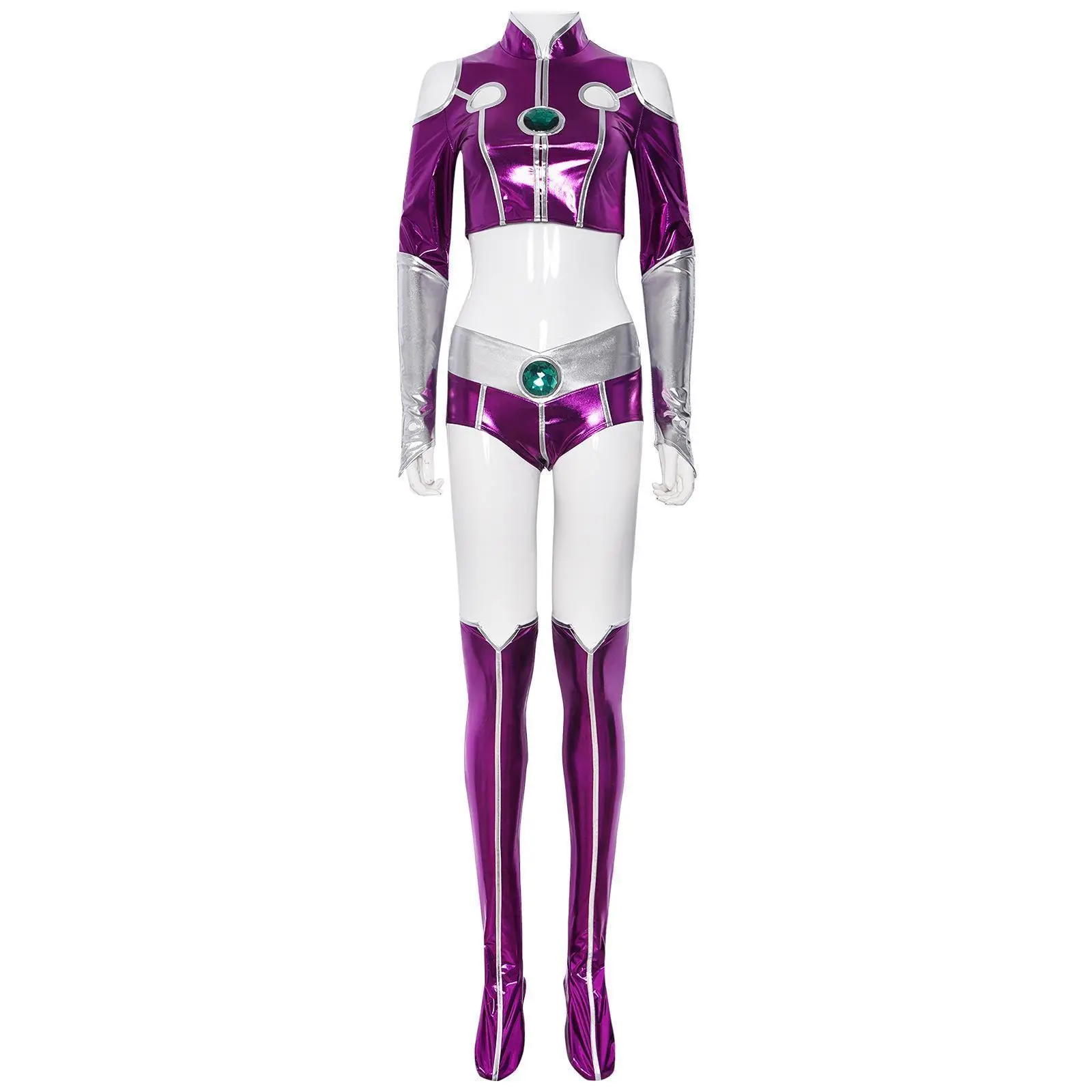 Anime Teen Titan Starfire Sexy Spandex Zentai Suit Purple Women Halloween Cosplay Costume Sexy Purple Bodysuit For Woman