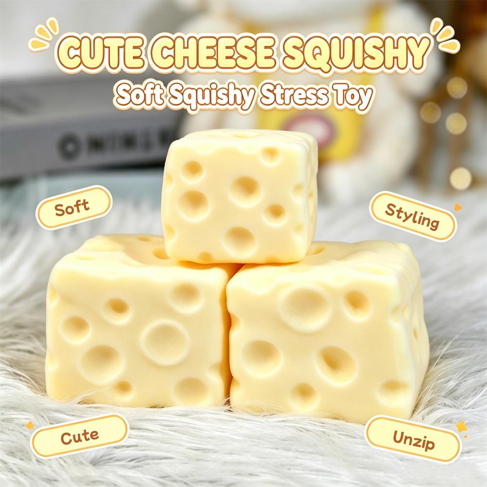 Cheese Cube Squishy Moldable Soft Fidget Toy Lover Squishy Ball ASMR Stress Ball Non-Rebound And Slow Rebound Fidget Toy Creative Desk Toy Holiday Gift Exchange Party Favor Novelty Sensory Play Toy For Kids Teens Adults