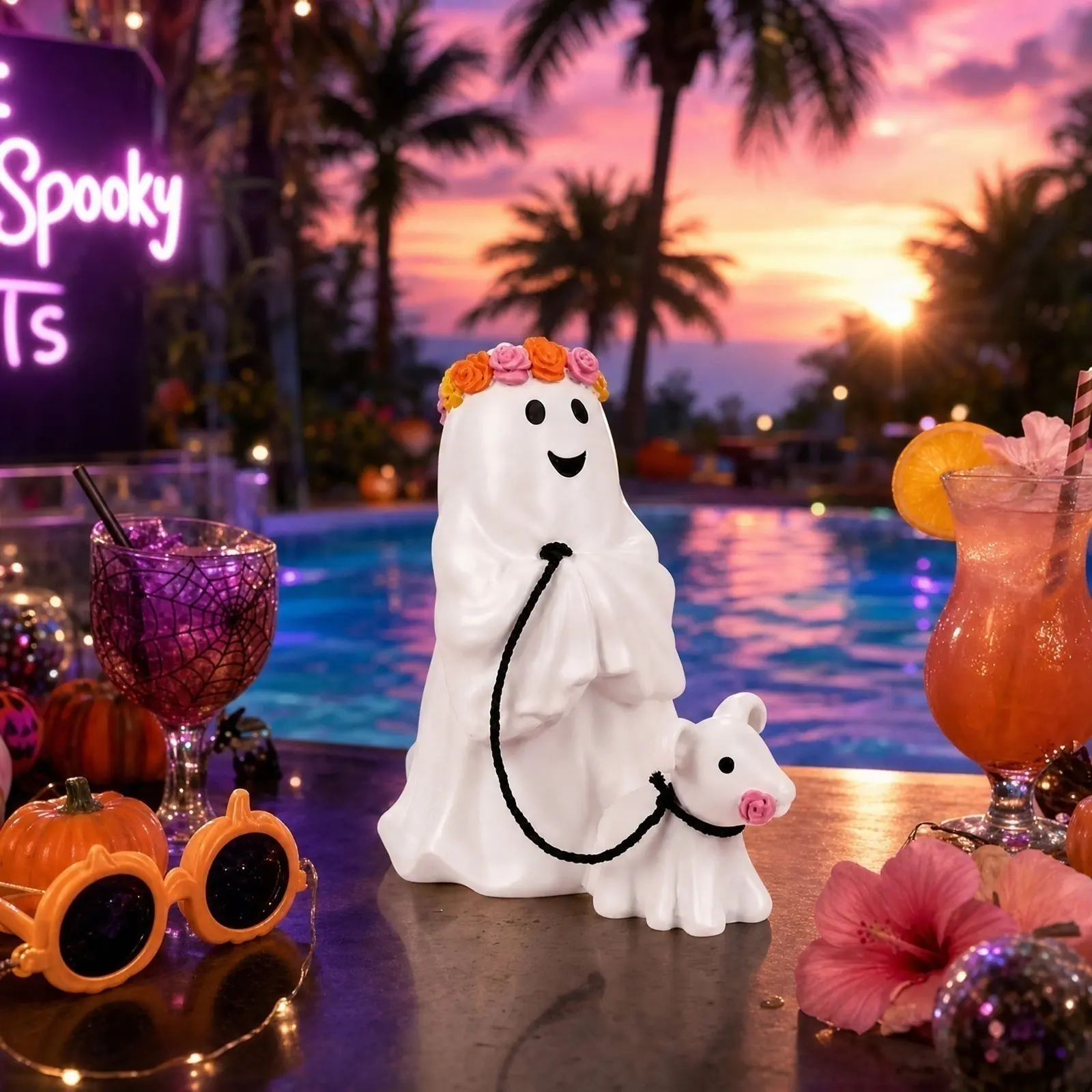 Crossborder New Halloween Ghost Walking Dog Ornament Home Garden Yard Decor Spooky Holiday Festive Atmosphere