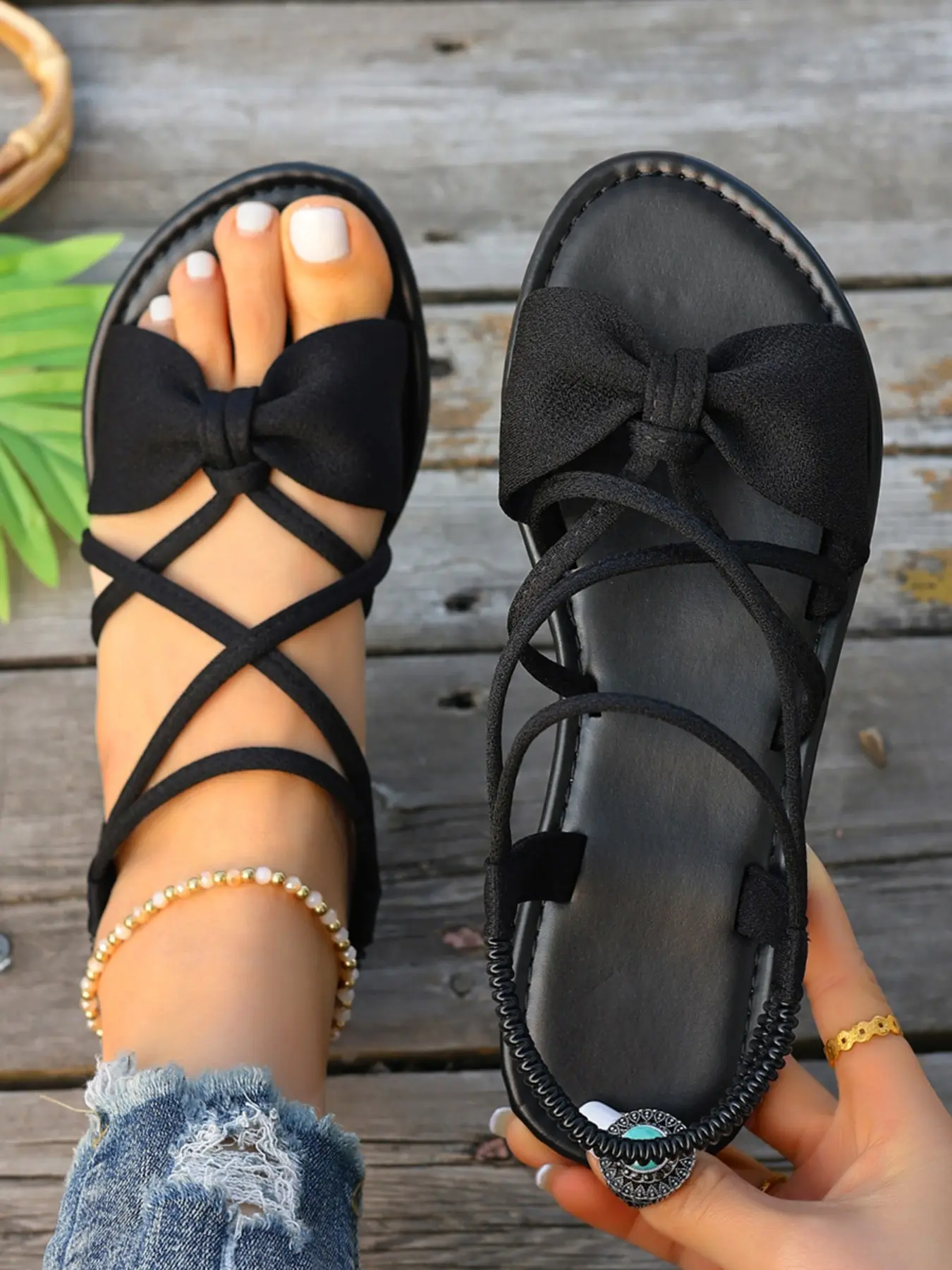 2026 New Textile Butterfly Knot Cross Strap Garden Sandals, Soft Sole Anti-Slip, Fashionable Summer Women's Shoes