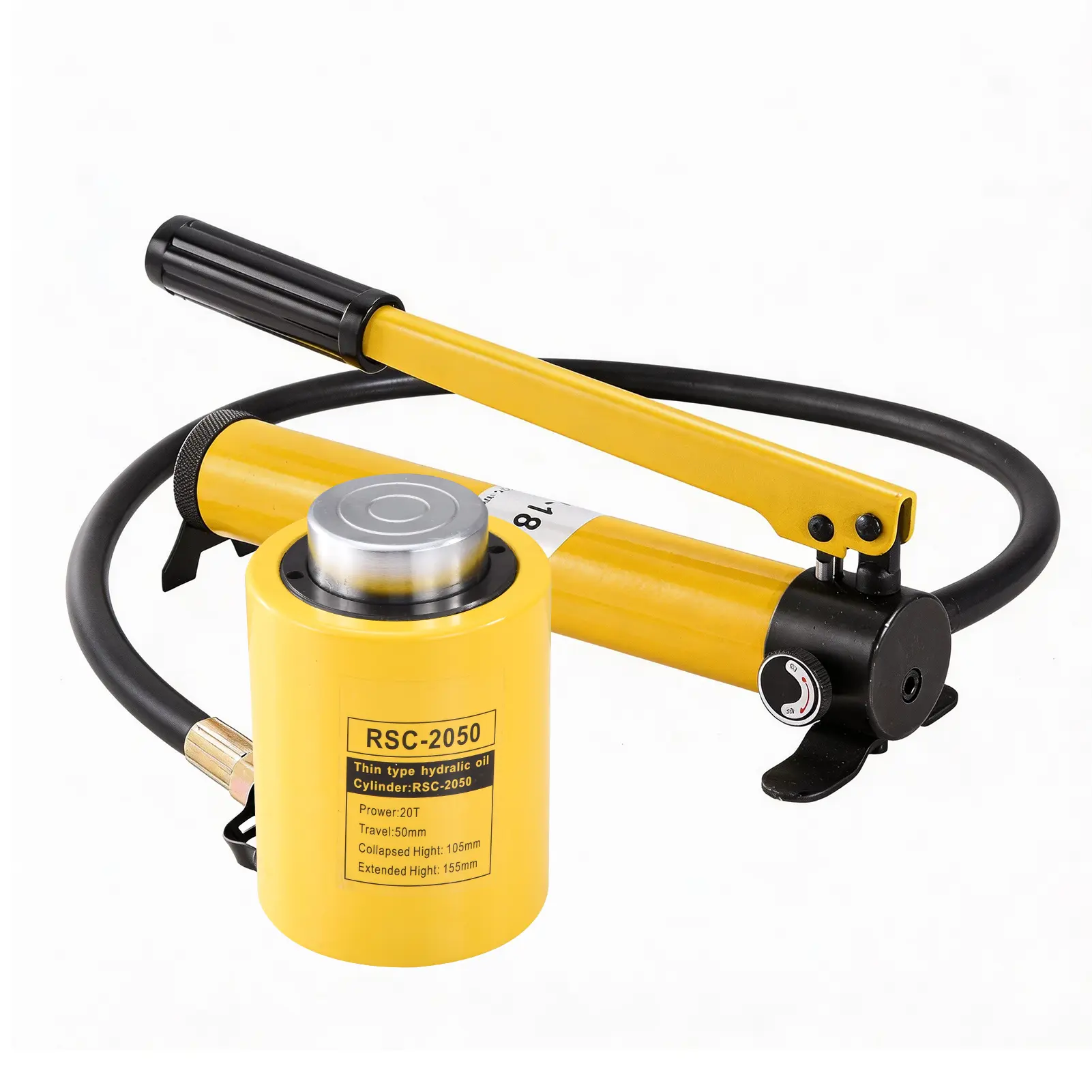 20 T Hydraulic Long Jack-Pump Set - 6" Stroke Single-Acting Auto-Retract Lifting Tool, 1 Hand Hydraulic Pump, 1 Cylinder Jack Tool, 300 ml Capacity for Shipbuilding (Home Improvement, Building Supplies)