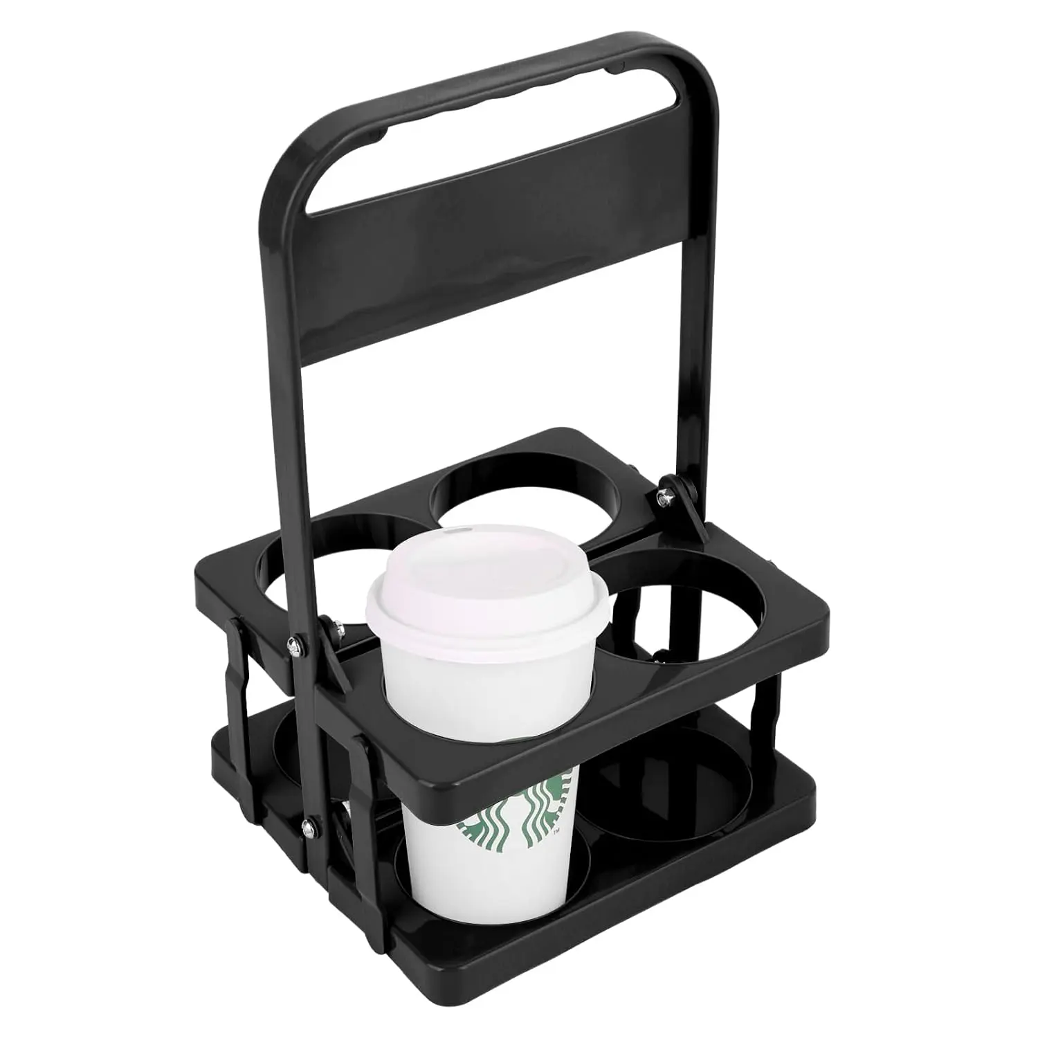 4 Cup Drink Carrier with Handle, Drink Cup Holder for  Delivery | Plastic Cup Carriers for Drinks for , Take Out  Delivery Drivers Accessories, Portable Foldable , Drink