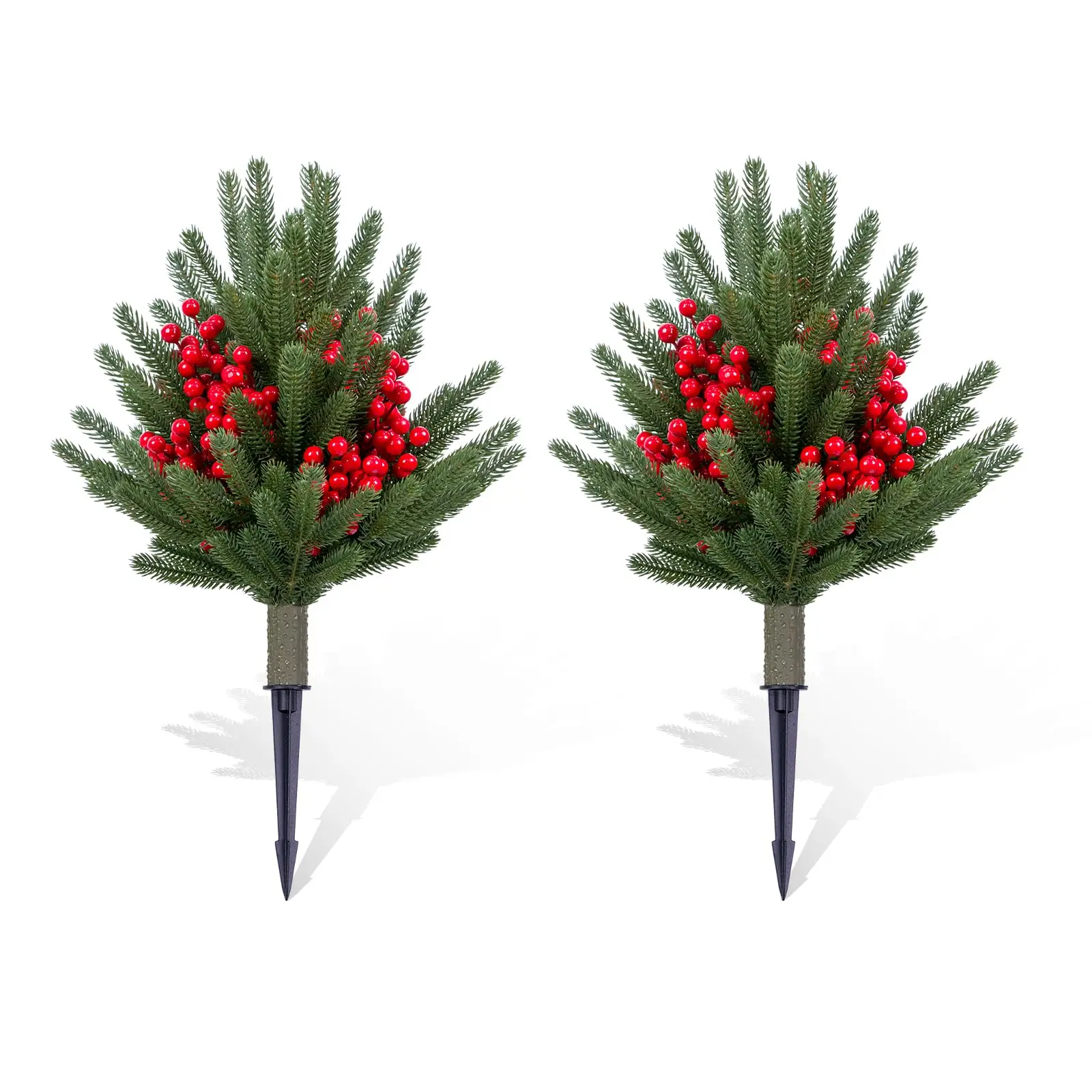 Artificial Topiary Trees Set of 2, Topiary Trees with Metal Ground Spike for Winter and Fall,Christmas Topiary Tree Outdoor Front Porch Garden