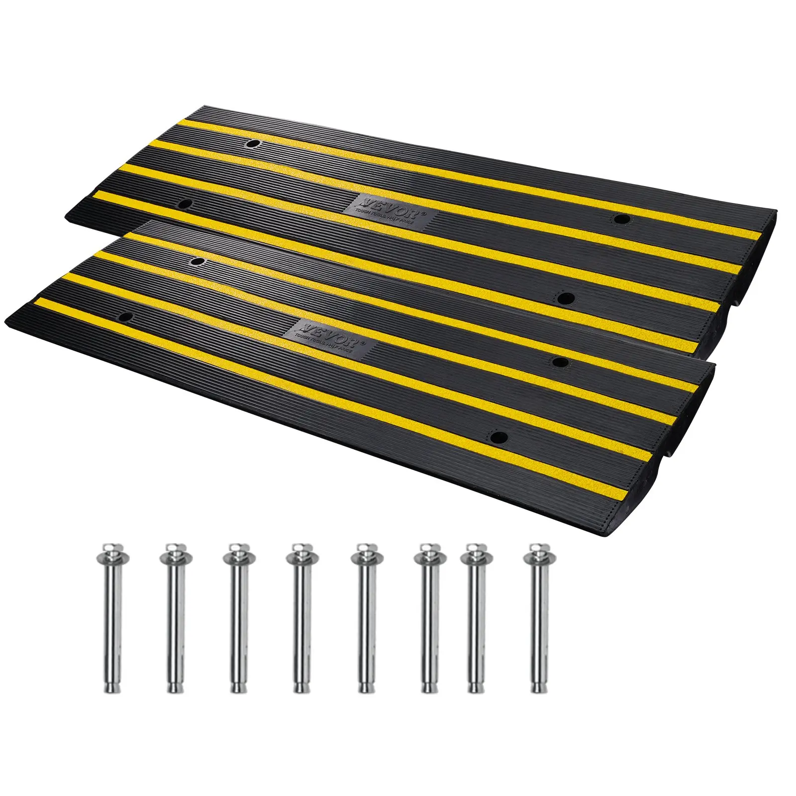【DealsForYouDays】VEVOR Curb Ramp, 2 Pack, 2.6" Rise, Rubber Driveway Ramps, Heavy Duty 33069 lbs Weight Capacity Threshold Ramp, Curbside Bridge Ramps for Loading Dock Garage Sidewalk, Expandable Full Ramp Set