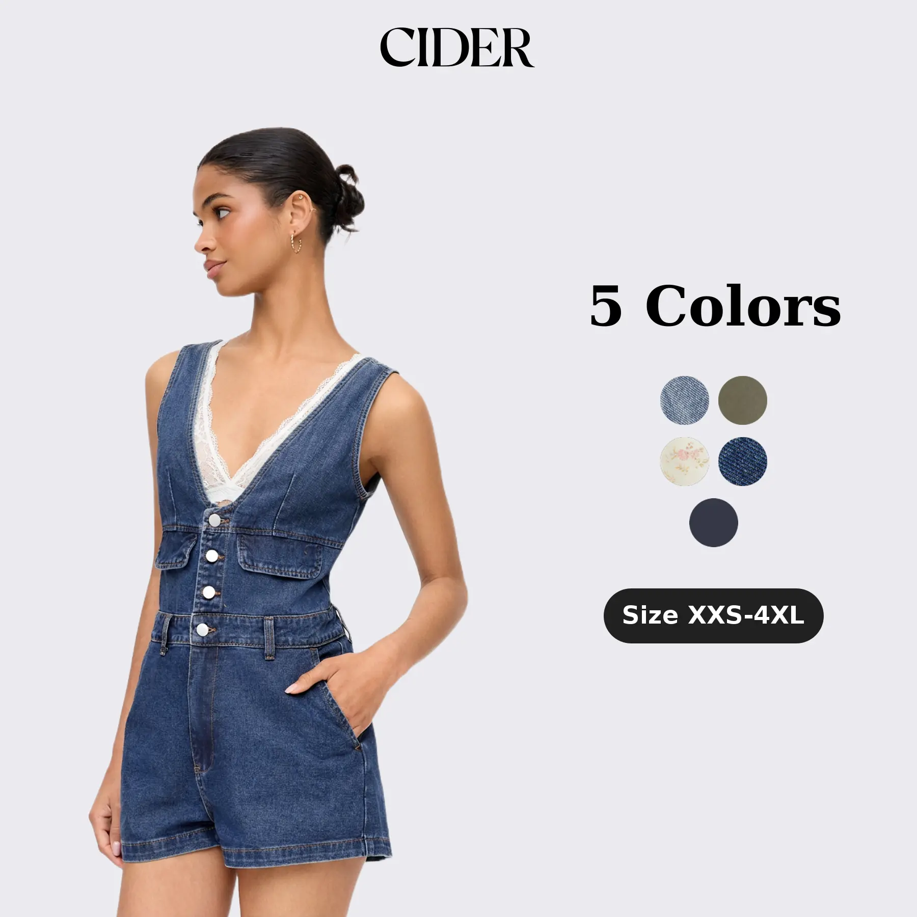 Cider Y2K Streetwear Summer Denim Jumpsuit for Casual Party, Elegant Sleeveless Romper, Ladies V-Neck Play suit, Vintage Holiday Outfits, Lady Overalls