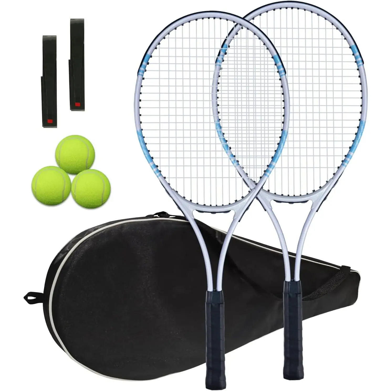Tennis Rackets 2 Players Recreational for Adult,Lightweight Tennis Racquets for Beginner Student Training,Tennis Racket Set with Carrying Cover Bag,Grip Tapes,Tennis Balls