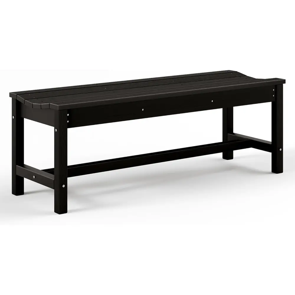 Outdoor Bench with Curved Seating, HDPE 2-Person Backless Bench Holds up to 800lbs, Weatherproof Garden Bench for Porch, Patio, Park, Entryway