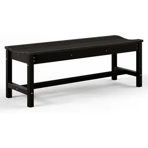 Outdoor Bench with Curved Seating, HDPE 2-Person Backless Bench Holds up to 800lbs, Weatherproof Garden Bench for Porch, Patio, Park, Entryway