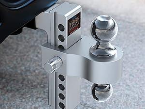 Adjustable Trailer Hitch, 8 Inch Drop Hitch Ball Mount (Fits 2-Inch Receiver), 12,500 LBS GTW, (2" & 2-5/16") Chrome Plated Steels Balls, Aluminum Tow Hitches with Two Anti-Theft Pins Locks