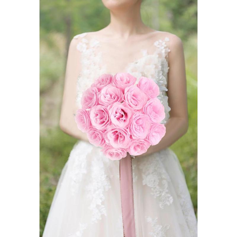 Glitter Roses Bouquet,30PCS Pink Roses Artificial   Sparkling Roses for Wedding Bouquet Party Christmas Home Decor(Light Pink)