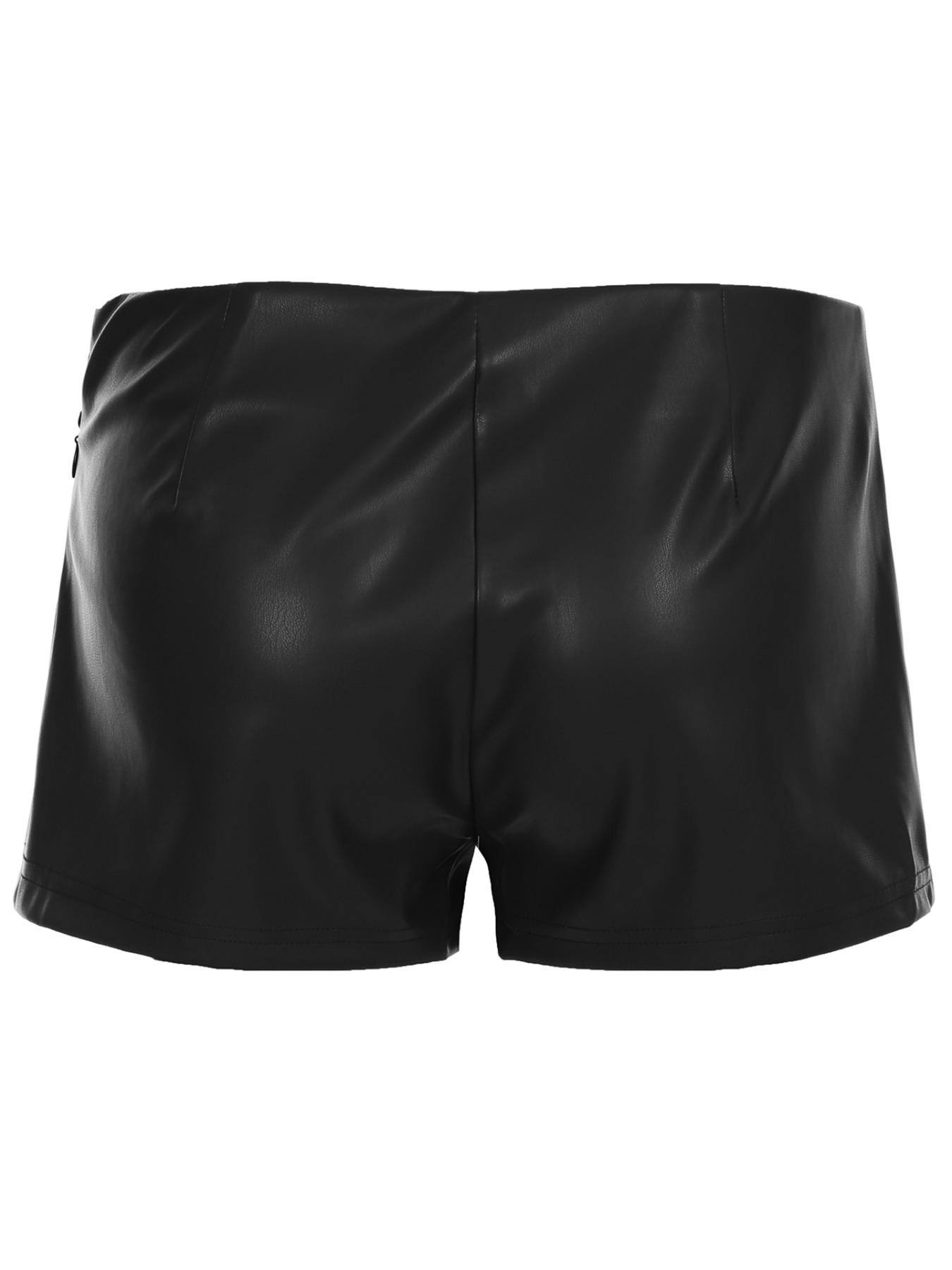 Women's PU Leather Shorts, Summer Trendy Low Waist Design, Fashionable Casual Wear for All Seasons, Stylish Basic Women's Clothing, Bottom, Womenswear