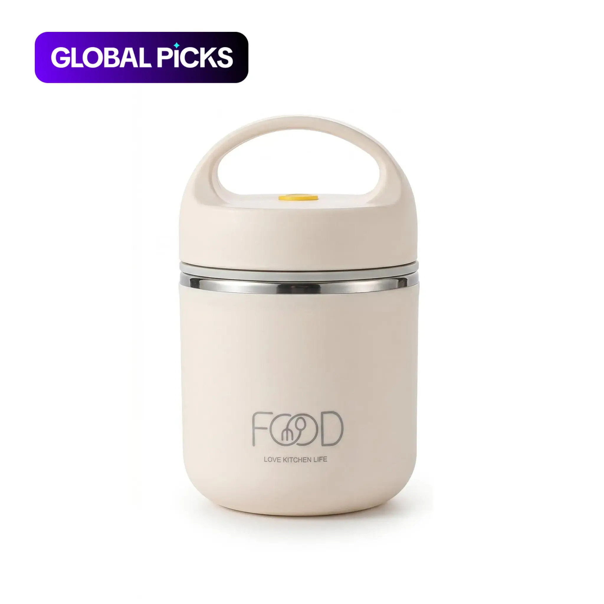 304 Stainless Steel Soup Thermos for Adults, Cream Thermal Insulated Food Jar, Sturdy Portable Vacuum Round Lunch Box, Hot Food Container, 6.1 Inch #GLOBAL PICKS