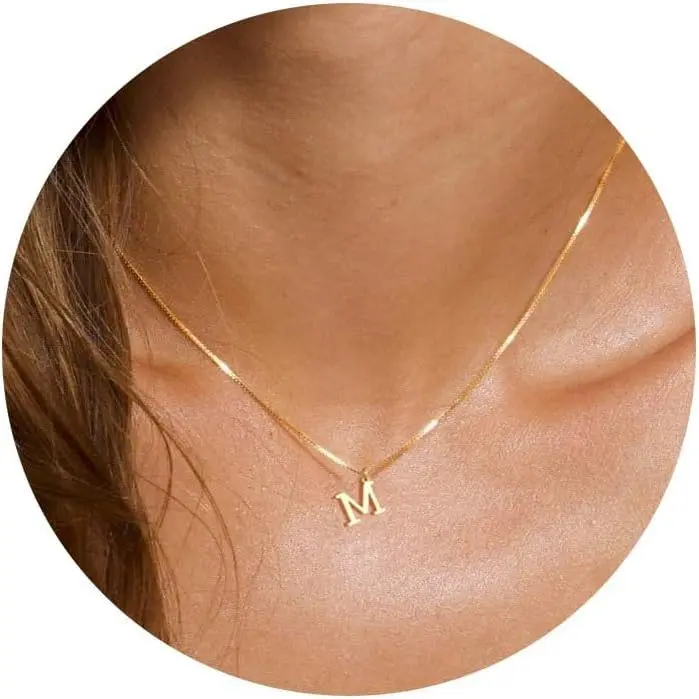 Gold Initial Necklaces for Women, Dainty Gold Letter Necklace Tiny A-Z Pendant Choker Necklace Trendy Cute Personalized Monogram Name Necklace Gold Jewelry Necklace for Women Gift