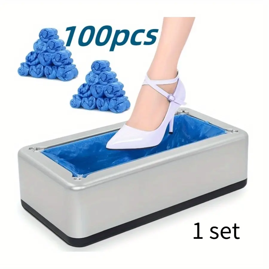 Automatic Shoe Cover Dispenser Machine with 100pcs Disposable Covers Hygienic for Home Office