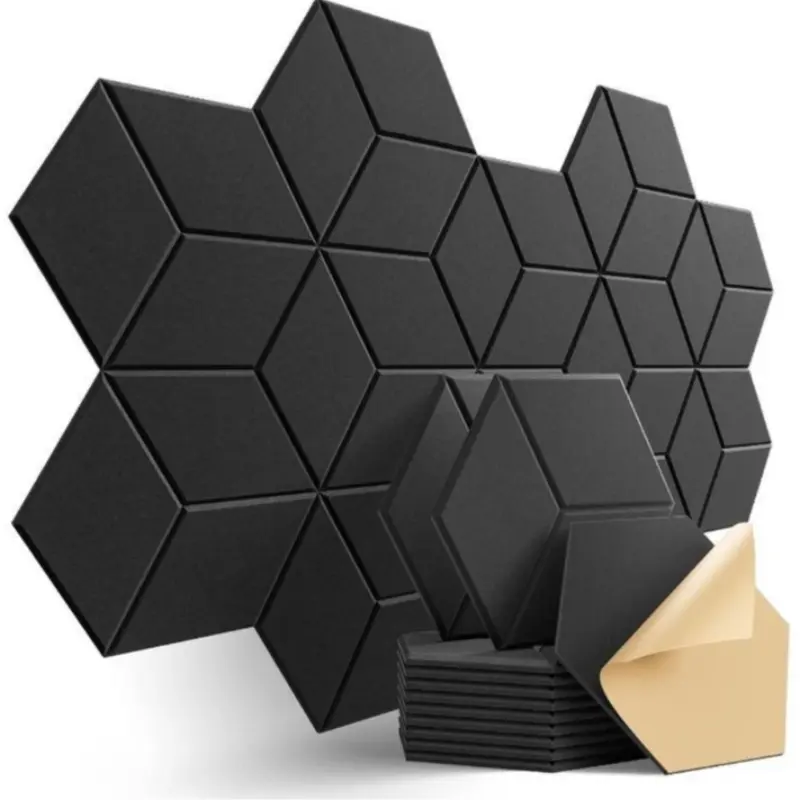 12pcs Self-Adhesive Soundproof Foam Panels, 12x10 Inch High-Density Acoustic Material, Fire-Retardant Design for Home Theater & Studio Soundproofing Installation