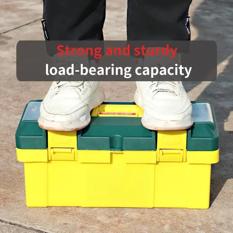 20-in Industrial Plastic Mechanic Tool Box - Lockable with Latch, Impact-Proof, Featuring Removable Shelf for Auto Mechanics, Garage Workshops
