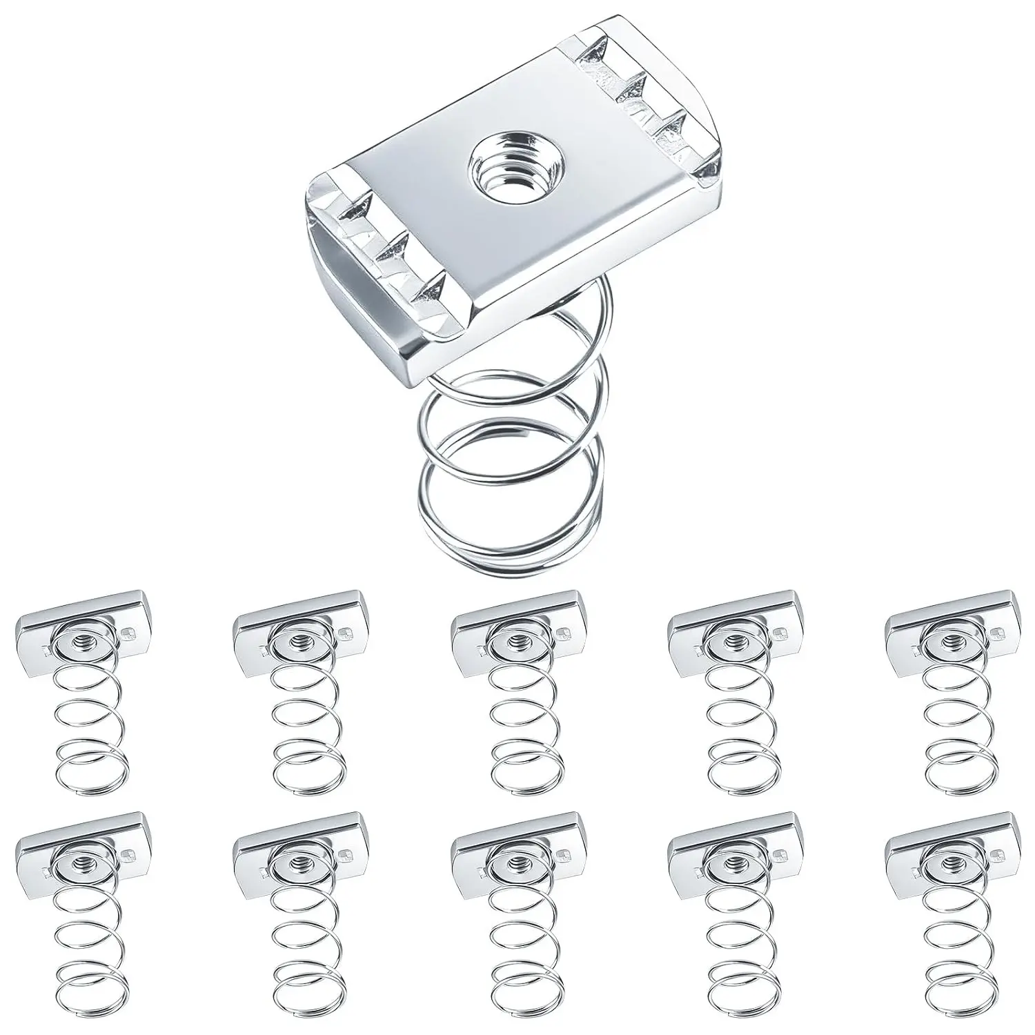 50 Pack 1/4"-20 Strut Channel Nuts, Zinc Plated Long Spring Nuts, Standard Unistrut Hardware Nuts for Solar Panel Brackets