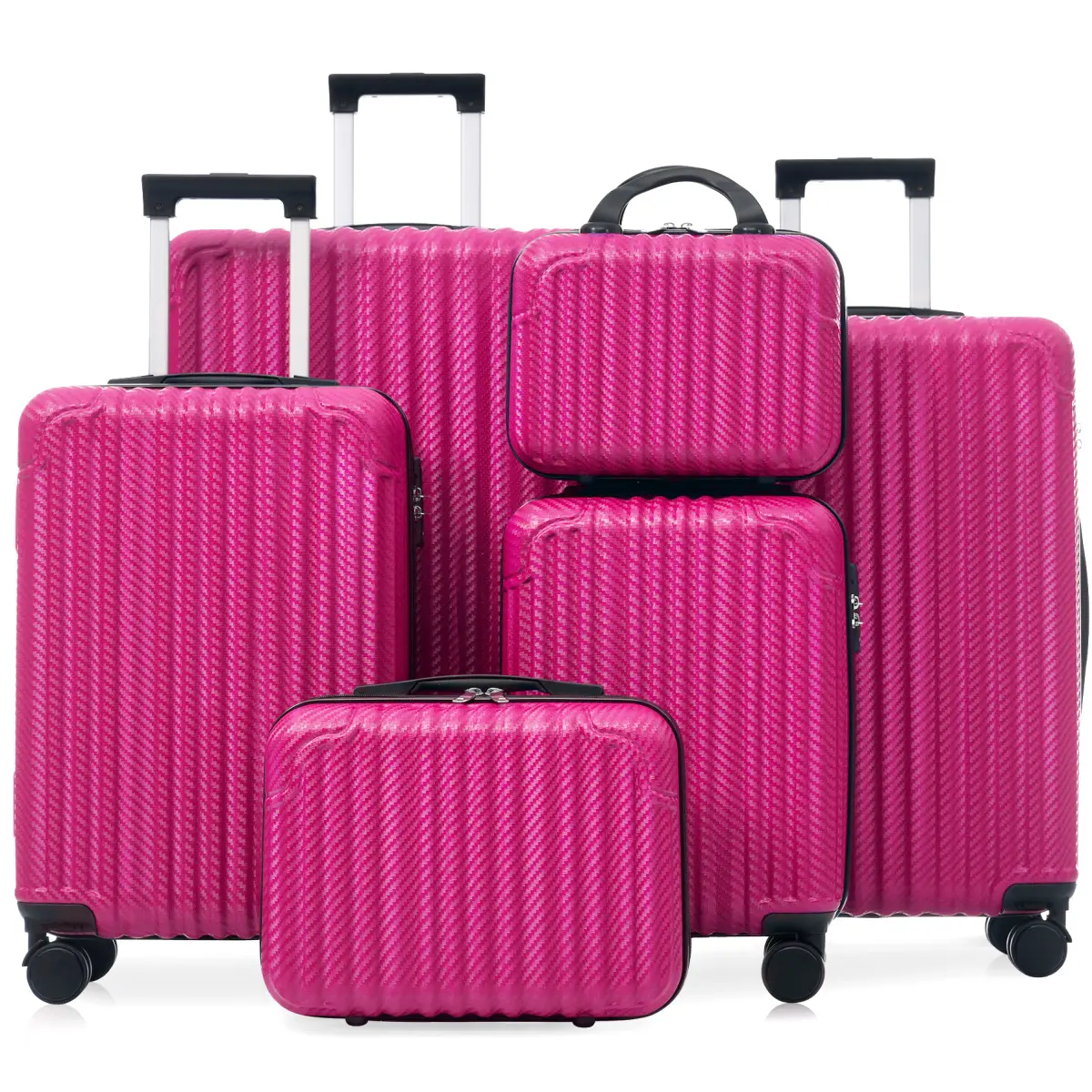 Luggage Set 6-Piece, Durable Hardshell ABS Suitcase with Spinner Wheels, TSA Lock, Side Hooks, Lightweight Carry-On & Checked Luggage
