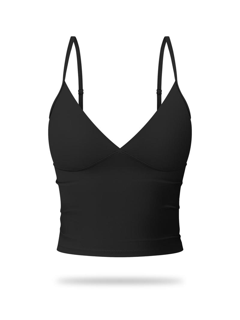 Women's Solid Color Sports Cami Top, Breathable Comfortable Sports Top, Ladies Sportswear for Indoor Outdoor Wear