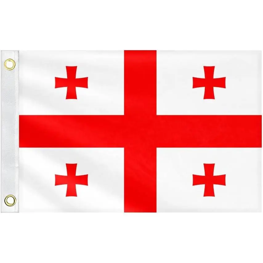 Georgia National Flag Solid White Base Five Red Orthodox Crosses Caucasian European Patriotic Religious Festival Outdoor Flag