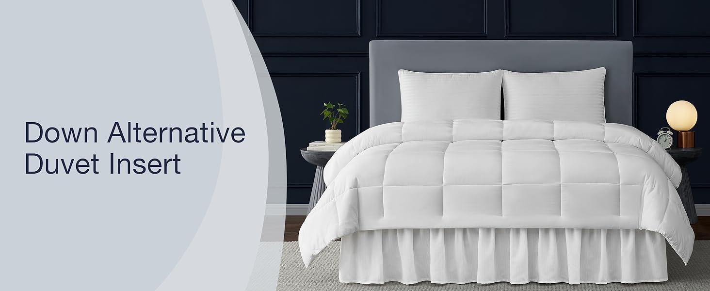 Duvet Insert Full Comforter Cooling Blanket Lightweight Hypoallergenic Reversible White Comforter with Box Stitching Bedding Down Alternative Machine Washable, Full, White