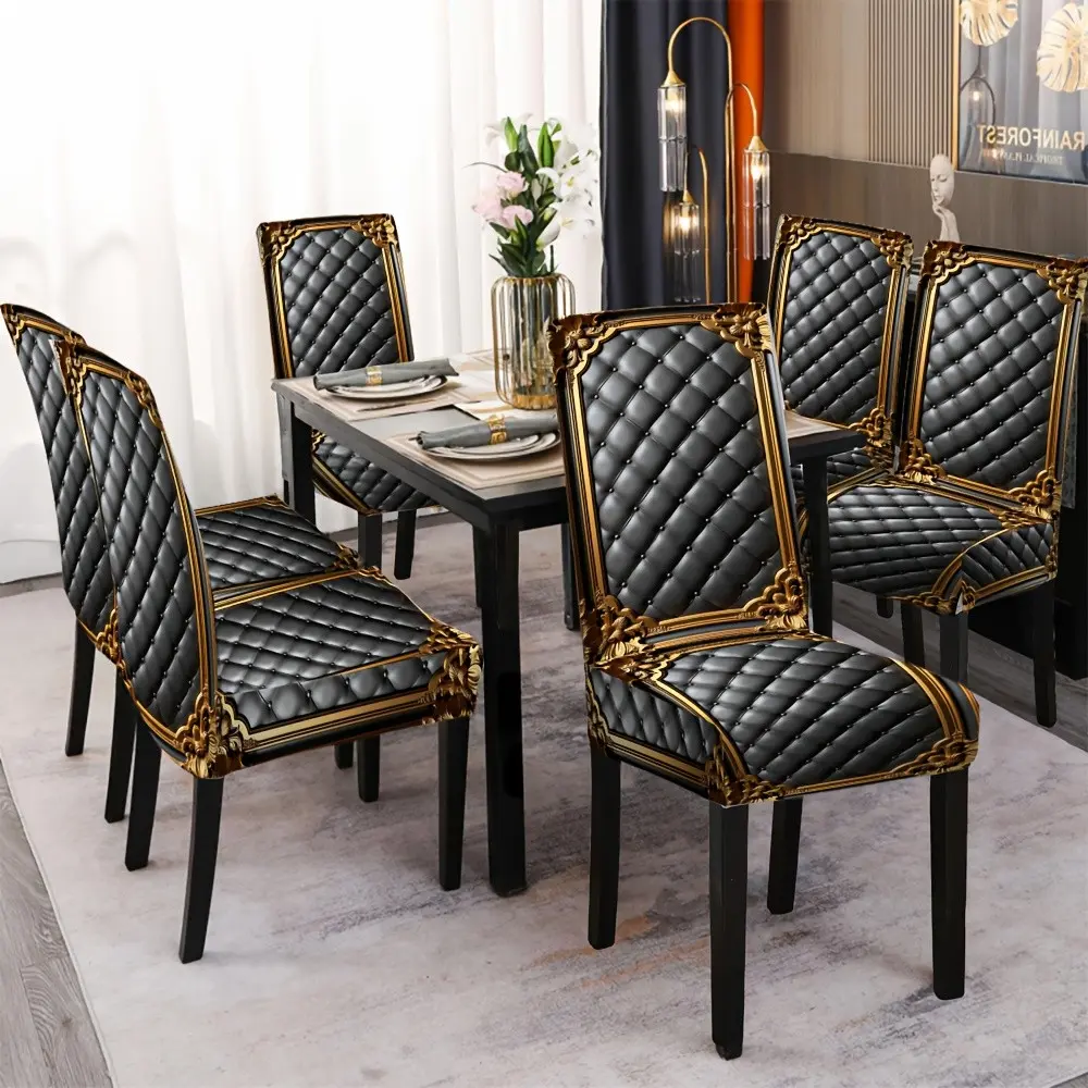 Elastic Dining Chair Cover, Luxurious Quilted Texture, Home Decor, 2D Flat Design, Durable & Stylish, Perfect for Any Room, Dining Chair Slipcovers, Chair Covers for Dining Chairs
