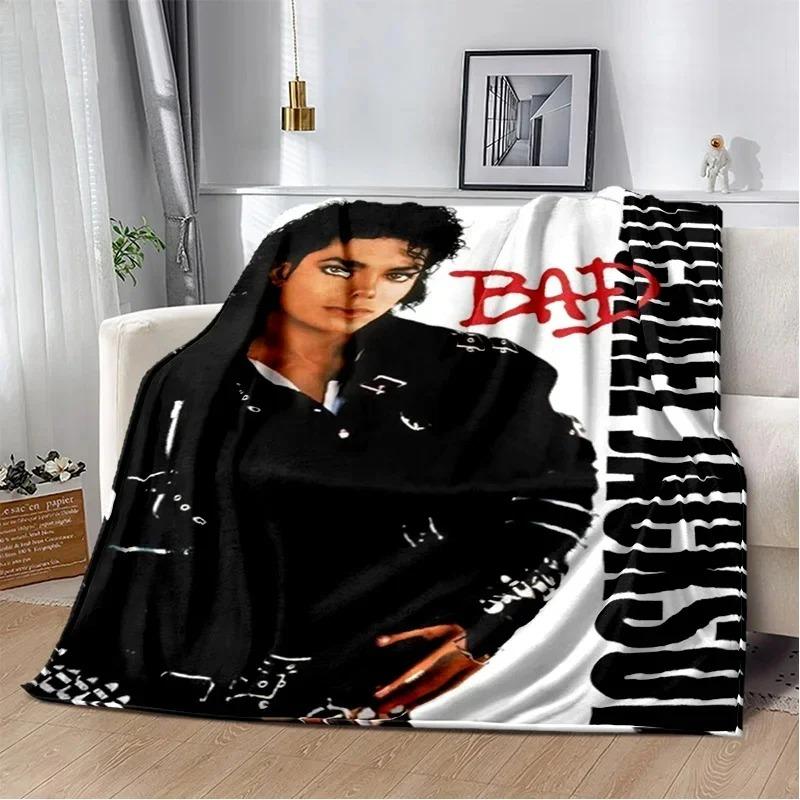 Michael Jackson Retro Printed HD Single Side Soft Blanket Thanksgiving Baby Shower Gift for Lovers Wrinkle Resistant Indoor Bedding for Adults Home Bedroom Bed Sofa Use