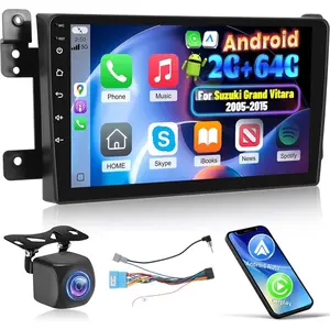 9 Inch IPS Touchscreen Android Car Stereo (2G+64G) for Suzuki Grand Vitara 2005-2015, Wireless Carplay Screen with Carplay, Android Auto, Equalizer, WiFi, GPS Navigation, FM RDS, AHD Rear View Camera