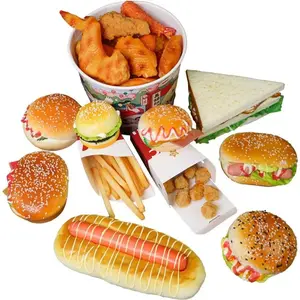Home Ornament Artificial Food Model Faux Fried Chicken Hamburger Fries Sandwish Simulation Shopwindow Display Photo Props