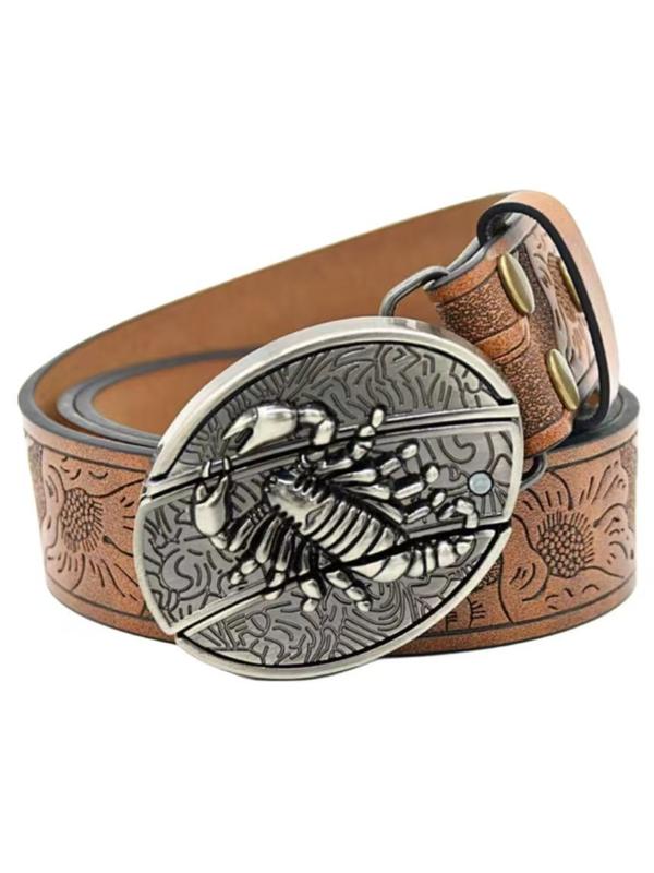 Boho western style double buckle vegan leather belt Men main image 4