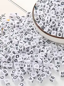 100 Acrylic Square Letter Beads, Alphabet Beads, Base Letters, 6x6mm, DIY Jewelry Making, Bracelet, Earring, Necklace Accessories