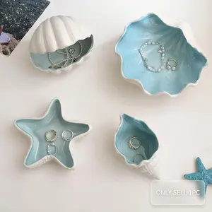 Ceramic Jewelry Organizer Dish, Accessory Holder, Seashell Design, Multi-Compartment Storage, Jewelry Storage Unit, Rings, Earrings, Necklaces, Bracelets, Home Decor