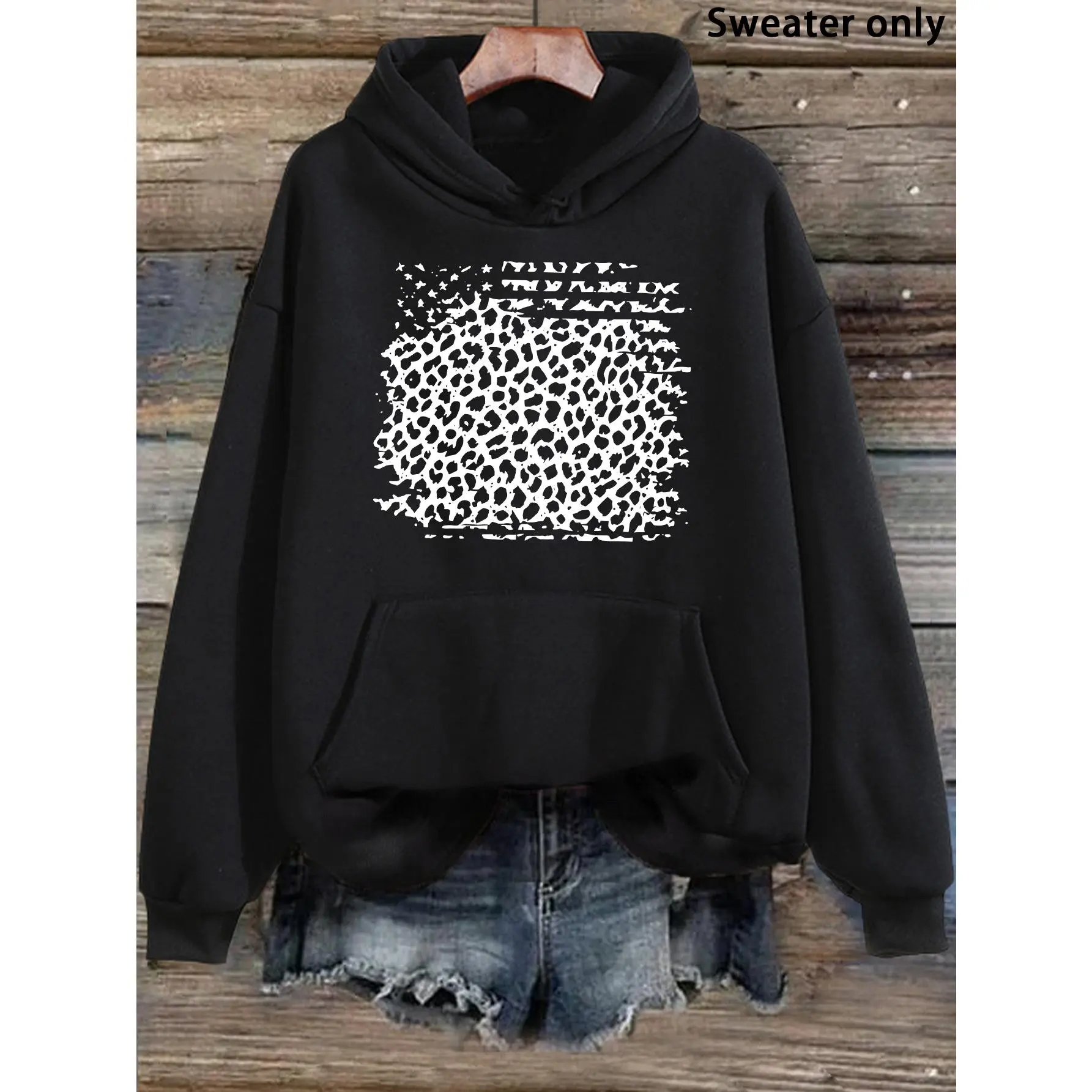 Women's Leopard Print Hoodie - Trendy Sweatshirt with Front Pocket, Perfect for Casual Wear and Street Style