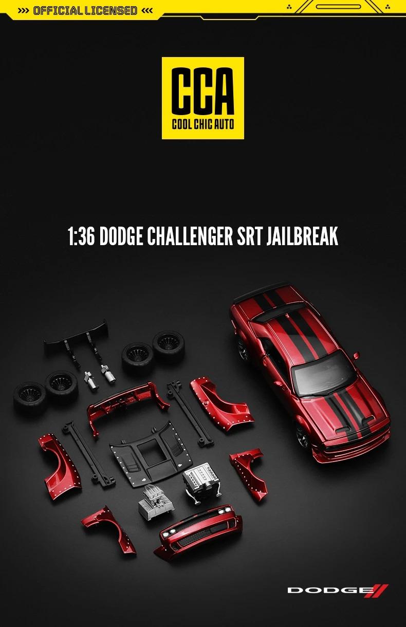 1/36 Dodge Challenger SRT Hellcat Jailbreak Assembled Modified Toy Car Model Diecast Alloy Miniature Free Wheels Collection Gift