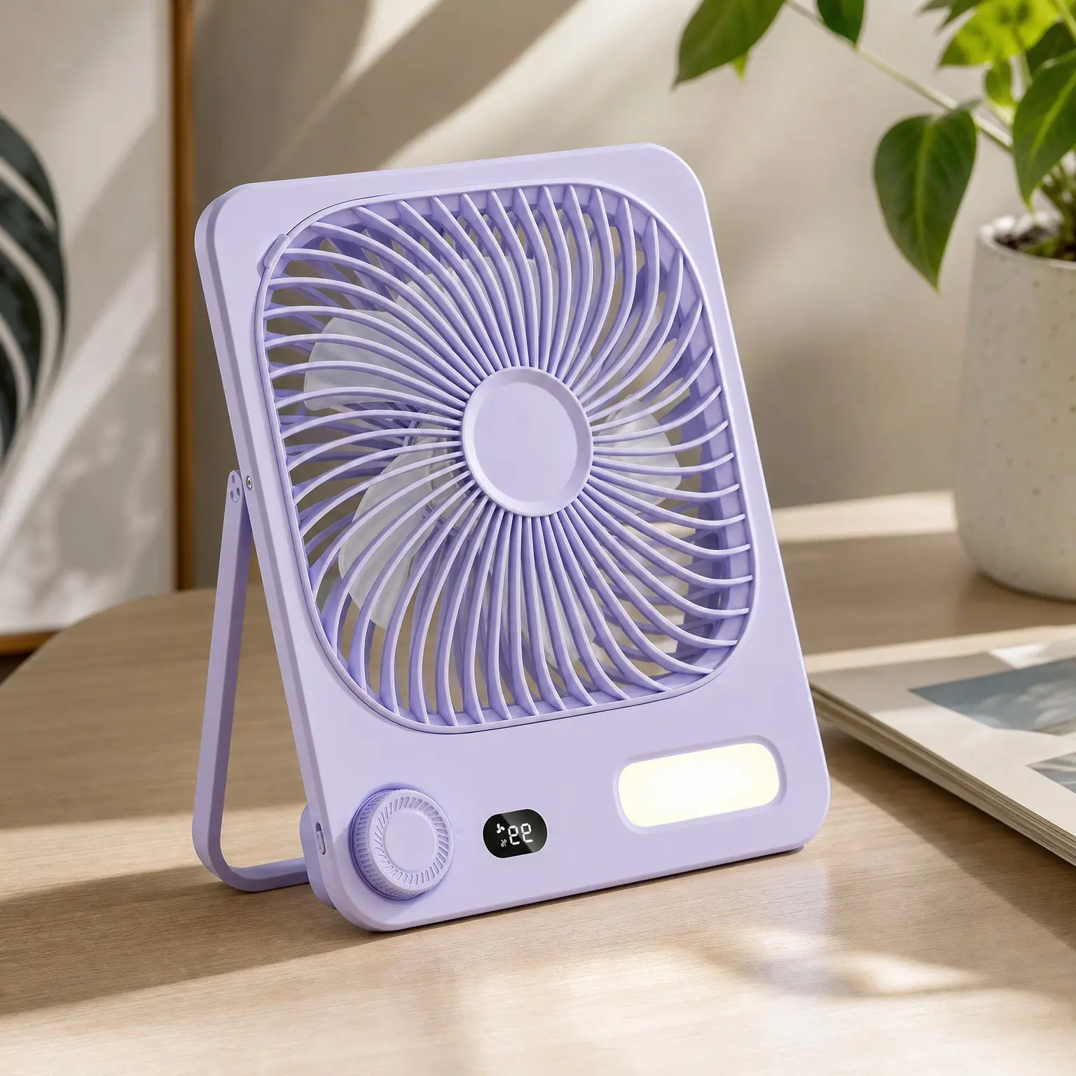 10000mAh Rechargeable Battery Powered Fan with LED Lantern, Up to 40H Runtime, Ultra-Slim 8-Inch Portable Travel Desk Fan, Ultra Quiet for Bedroom, Office, Outdoor, Camping, Cruise, PurpleGift