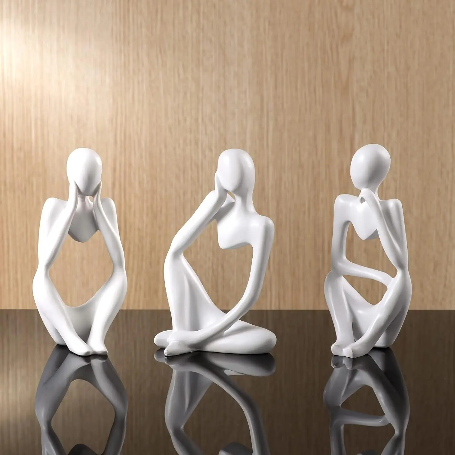 3 Pcs Minimalist Abstract Thinker Sculpture Figurines, Decorative Figurine, Decorative Sculptures, Style Mini Gypsum Statue, Jewelry Storage Tray, Desktop Ornament, Art Deco, Modern Home Decor, Living Room Ornaments, Artistic Decoration