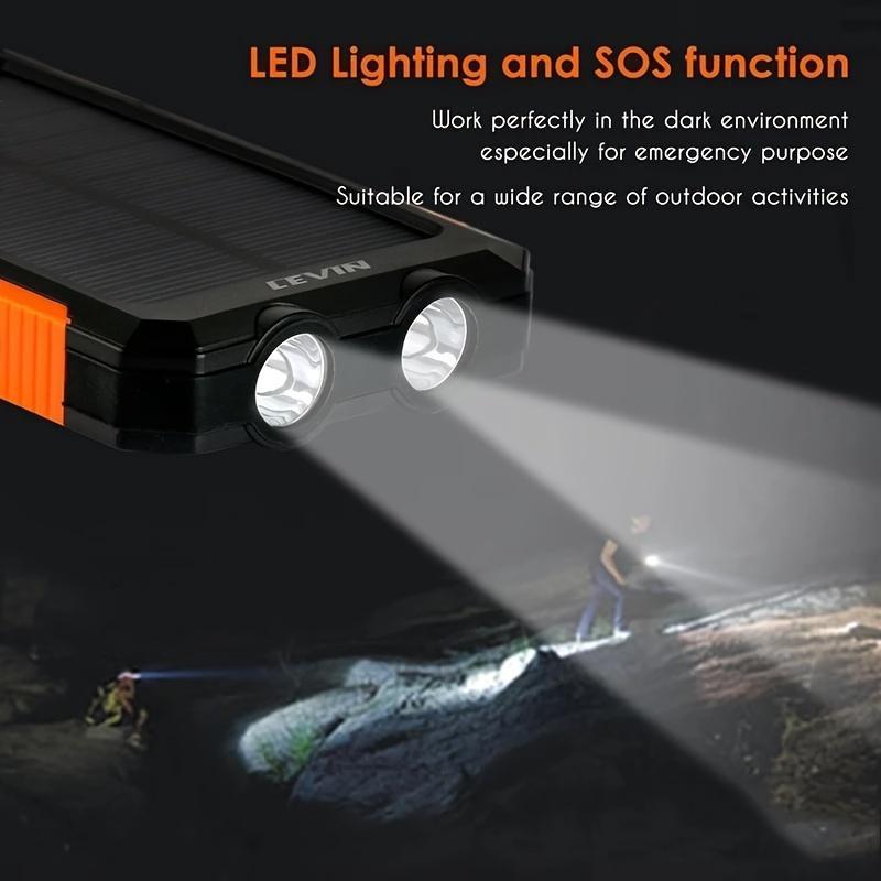 Outdoor Solar Powered Flashlight Power Bank, Multifunctional Waterproof Solar Battery, Large Capacity Camping Light, Portable Outdoor Light for Hiking, Camping, Climbing