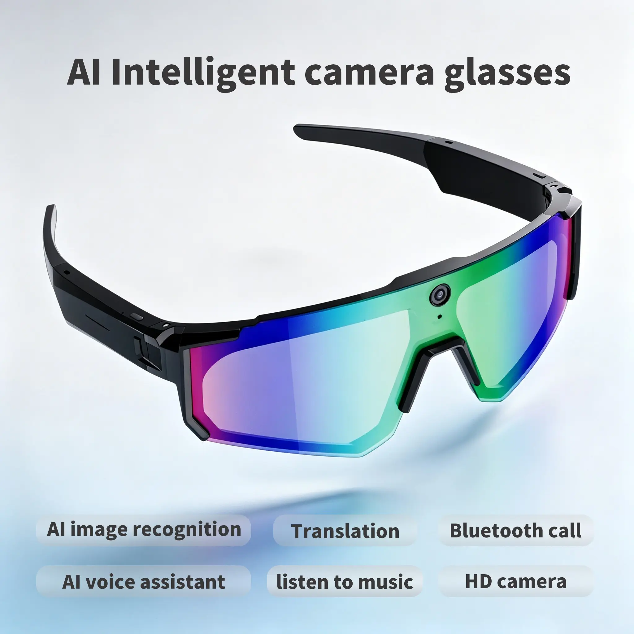 2026 New V06 Ai Smart Glasses, Chatgpt Real-Time Translation, 1080P Camera, 8mp Stabilized, Bike Video, Dual Microphone, WiFi Transfer, Unisex