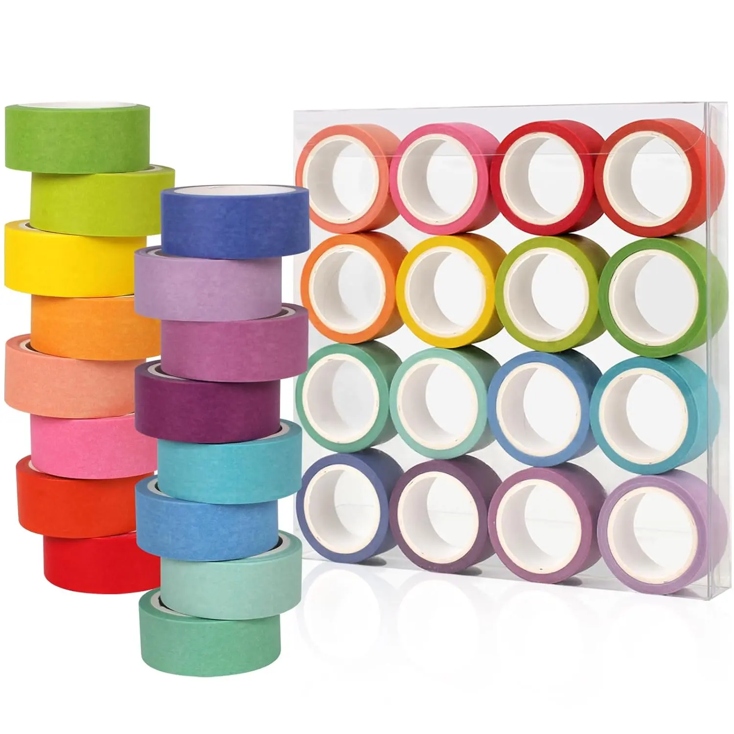 Washi Tape Set, 16 Pack Decorative Tape, Multicolor, 15mm x 5m, , Ideal for  Wrapping, Journaling, Crafting, Decoration