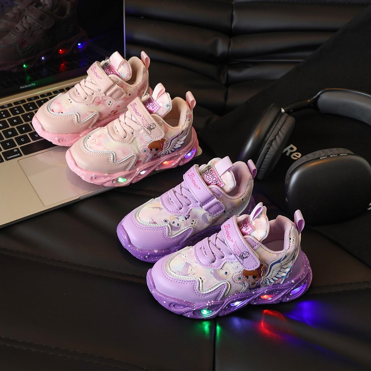 New Year Light Up Sneakers Girls| LED Light Up Toddler Sneakers Girl| Glow In The Dark Cartoon Shoes, Perfect Kids