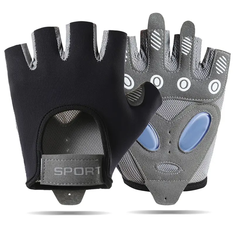 Adjustable Hook-And-Loop Closure Half-Finger Sports Gloves, Breathable Moisture-Wicking Design, Ideal for Cycling, Running, Outdoor Activities