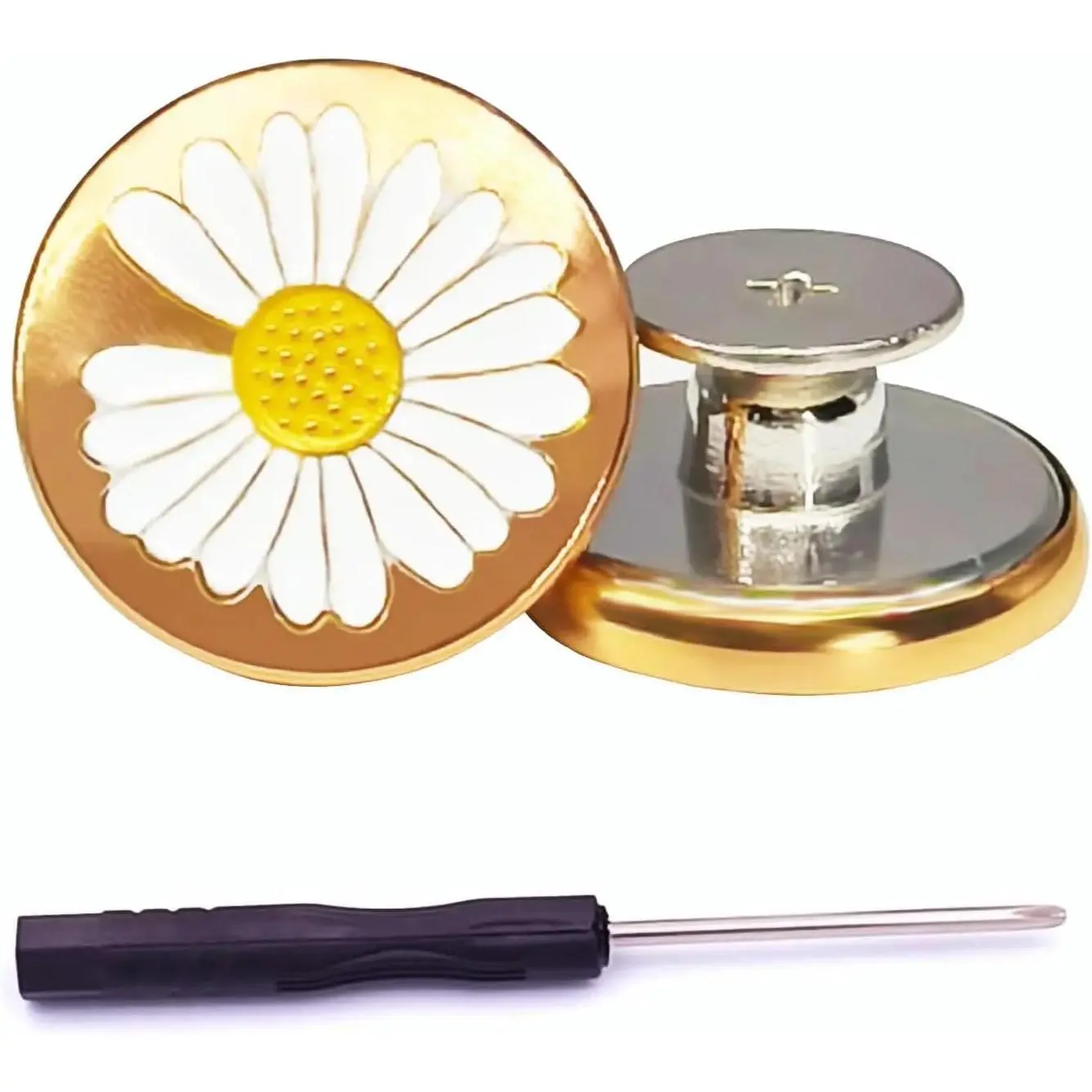 Jeans Buttons, 15 Sets 17mm No-Sew Nailess Removable Jeans Button Repair Combo Rivets and Screwdrivers