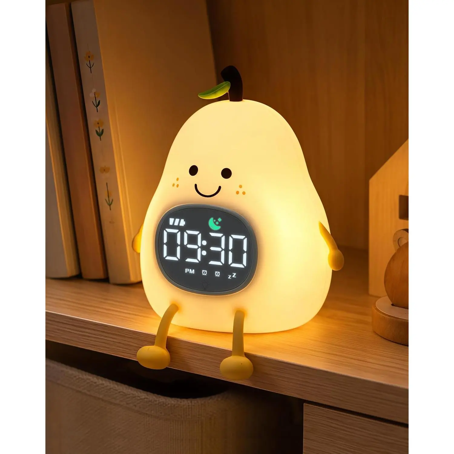 Yiliaw Pear Alarm Clock with Night Light for Kids, Ok to Wake Clock | Cute Kids Digital Desk Clock for Bedroom, Dual Alarm, Sleep Trainer, Multicolor Night Light, White Noise, Gift for Girls Boys，digital kids alarm clock，kids bedroom decor，desk decor