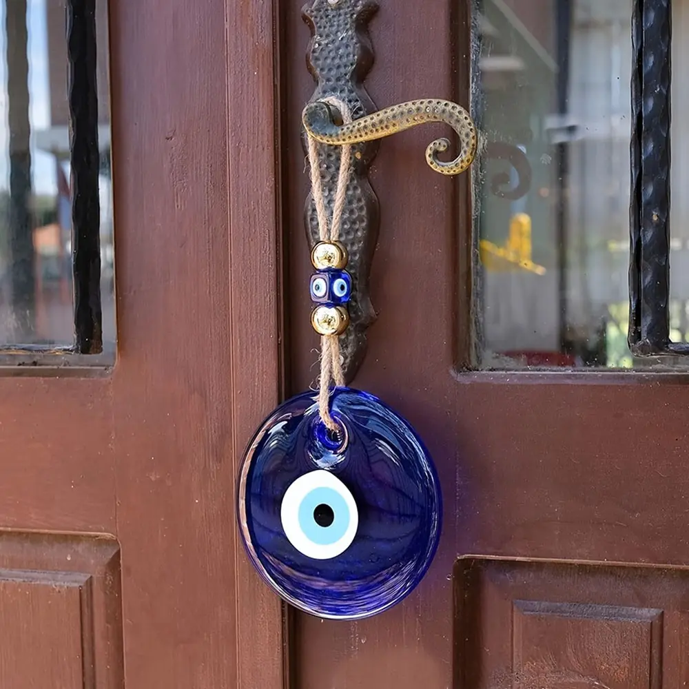 1 Pc Boho Glass Evil Eye Unique Wall Decor, Turkish/greek Nazar Amulet, Ward off Bad Luck, Home Office Garden Hallway Hanging Decoration