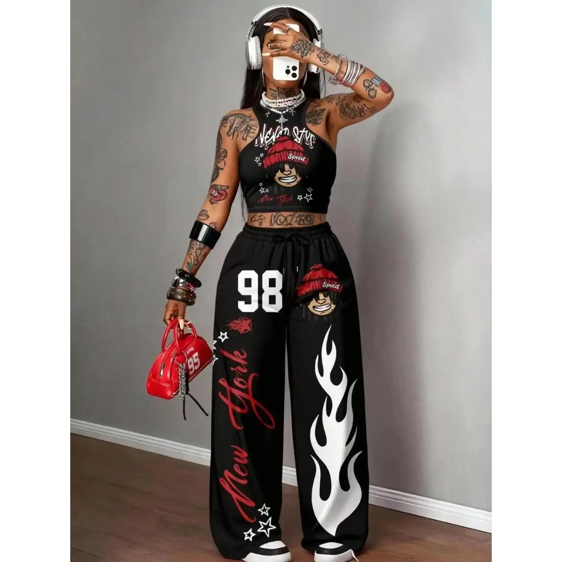 New Summer Casual Sporty Round Neck Patchwork 23 Number Slogan Print Short Sleeve T-Shirt + Shorts Set, Women's Two-Piece Casual Lounge Sets