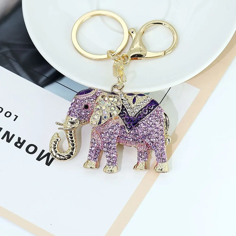 New Creative Animal Series Rhinestone Elephant Metal Keychain, Waterproof Scratch-Resistant Shiny Alloy Bag Charm Key Ring, Decorative Ornament For Handbag Backpack Car Rearview Mirror Daily Travel Coffee Shop Styling Accessory