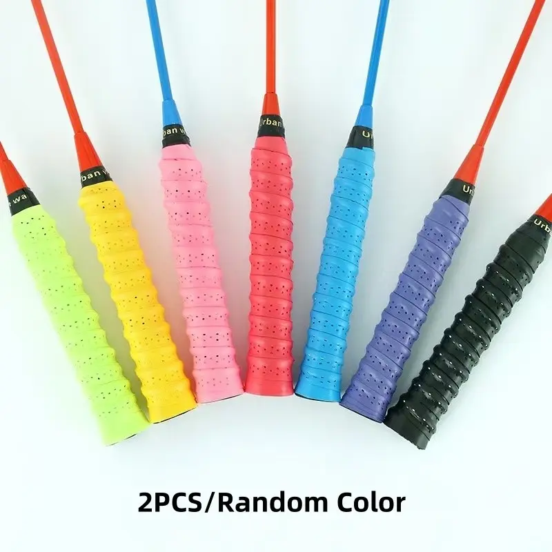 2Pcs Badminton Racket Overgrip, Non-Slip Sweat Wicking Keel Grip Tape, Universal Handle Wrap for Tennis Racket, Fishing Rod, Dumbbell, Random Colors